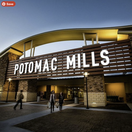 Front entrance of Potomac Mills shopping mall, Virginia.