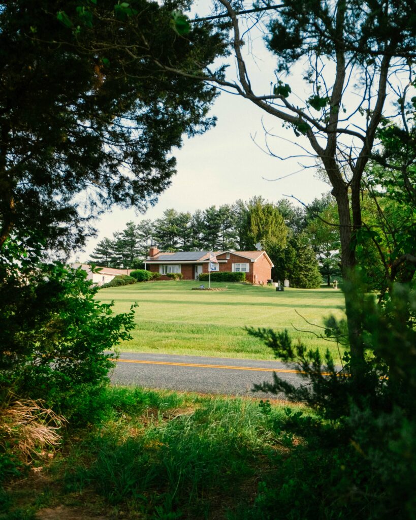 Traditional-style house seen from the opposite side of the street in Virginia.